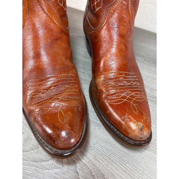 Vintage Wrangler Womens Cowboy Boots Tall Brown Leather Western Knee High Sz 7.5 - Picture 4 of 10